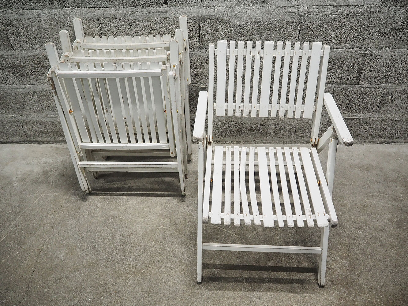 Set of 4 folding garden chairs Youpy, René Gleizes, vintage 60s