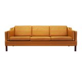 Orange leather sofa, Danish design, 1970s, production: Denmark