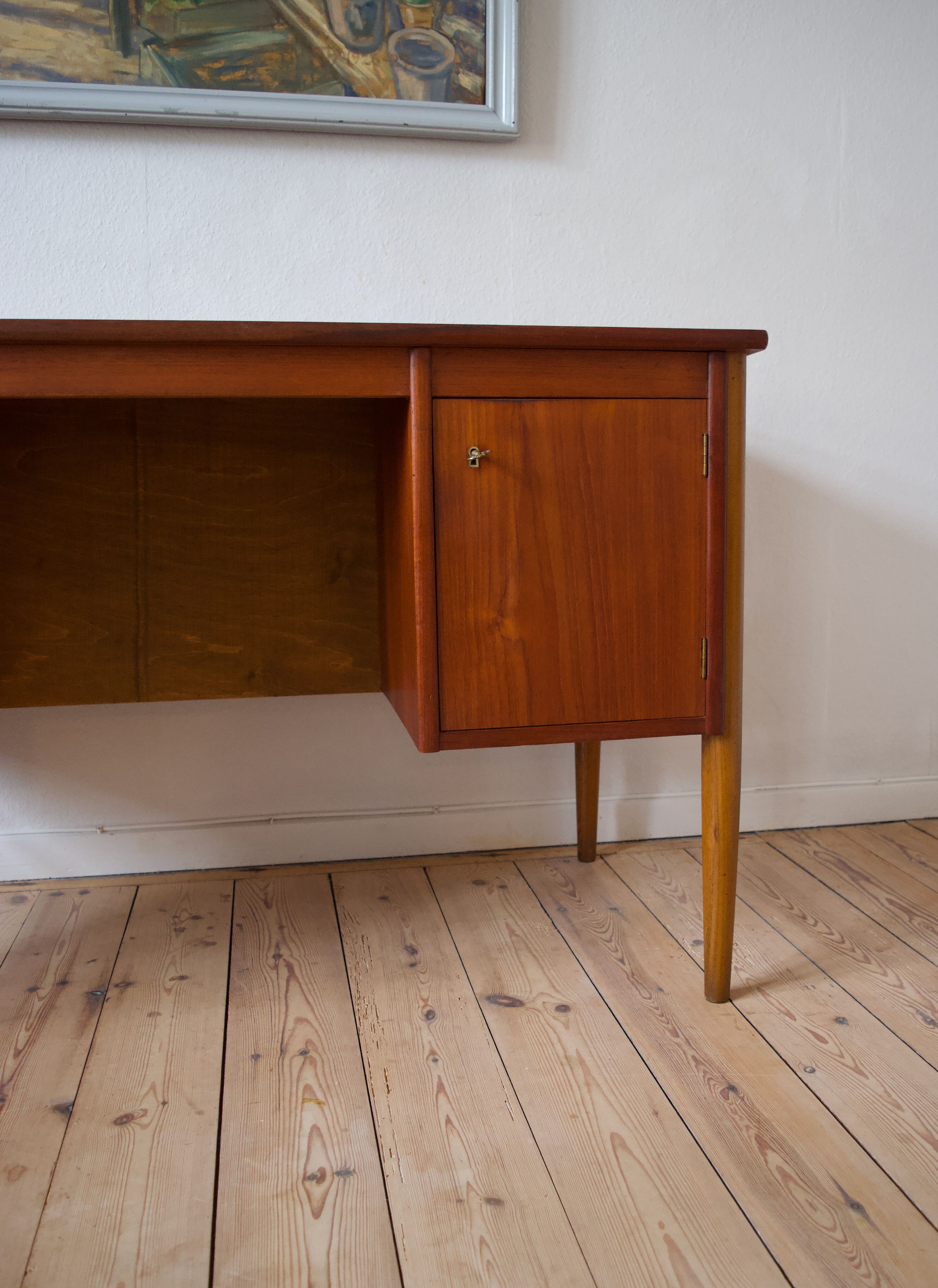 Mid-Century Danish Teak & Beech Desk, 1950s