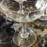 Set of five champagne glasses engraved vintage