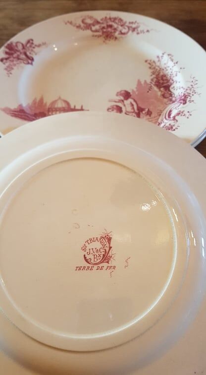 Set of 3 plates in iron earth jules vieillard model trianon