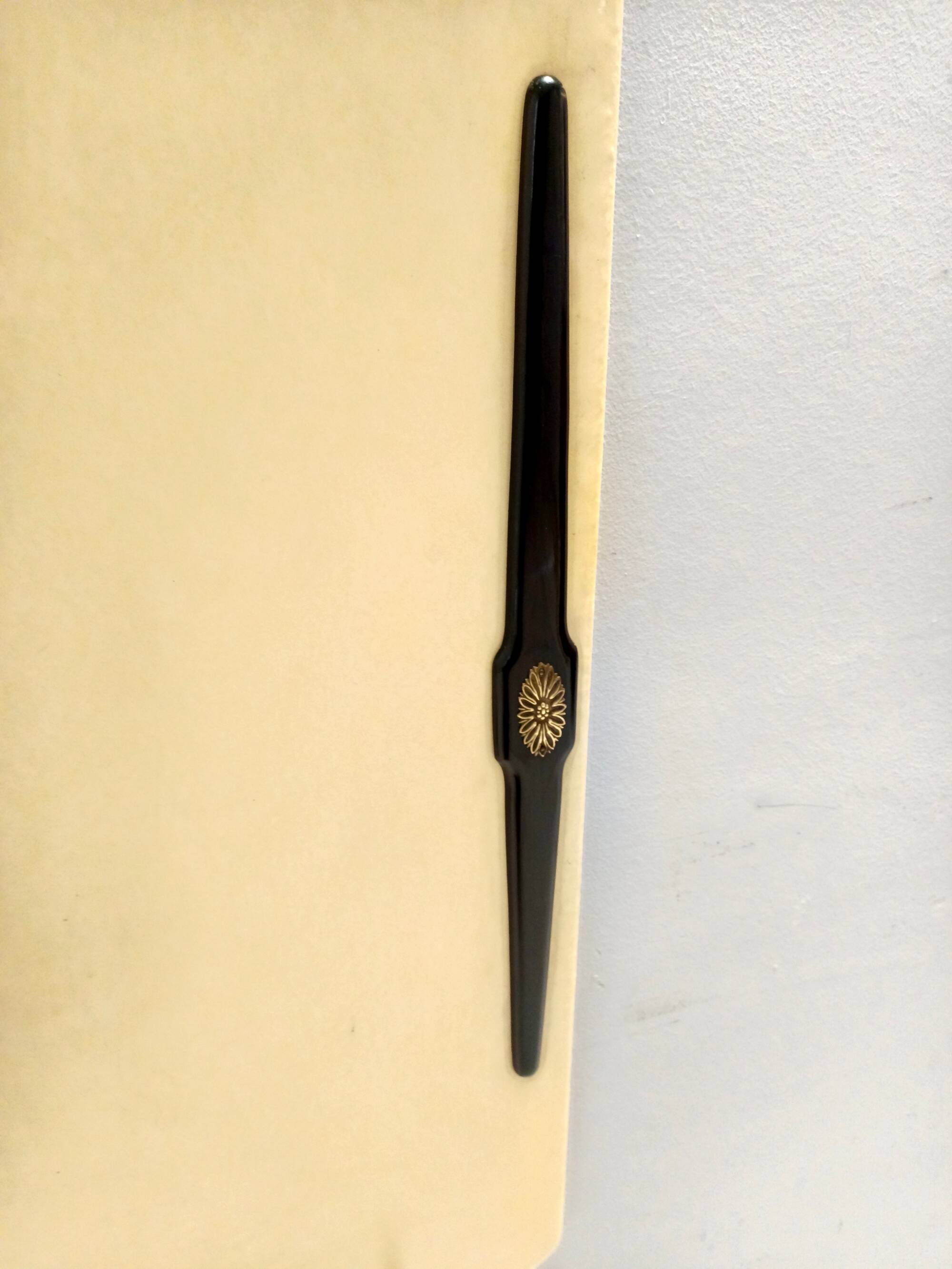 Vintage Ebonized Beech, Brass, Skai and Glass Coat Rack, Italy