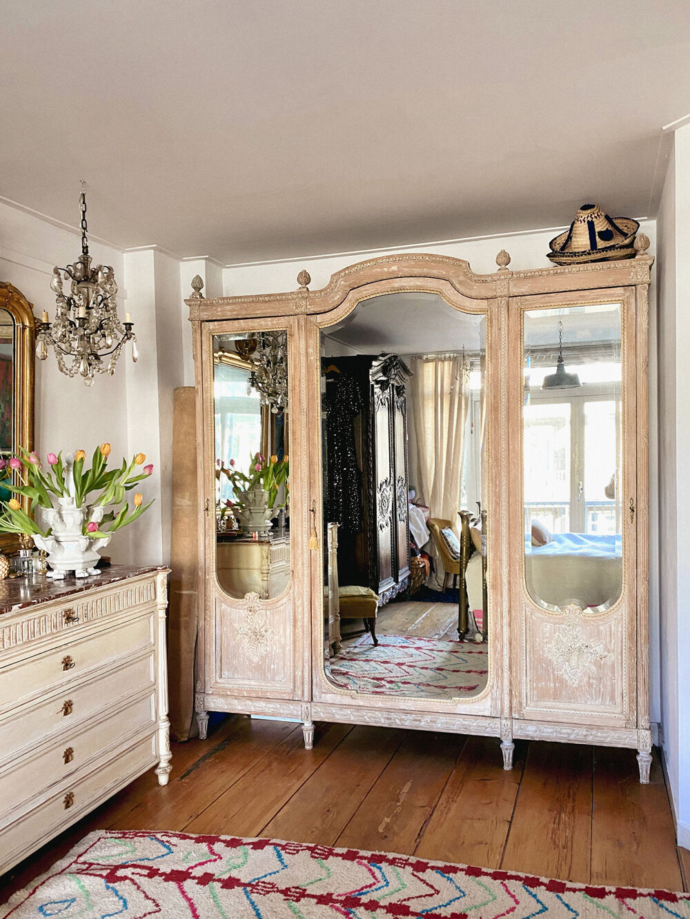 Louis XVI style mirror armoire