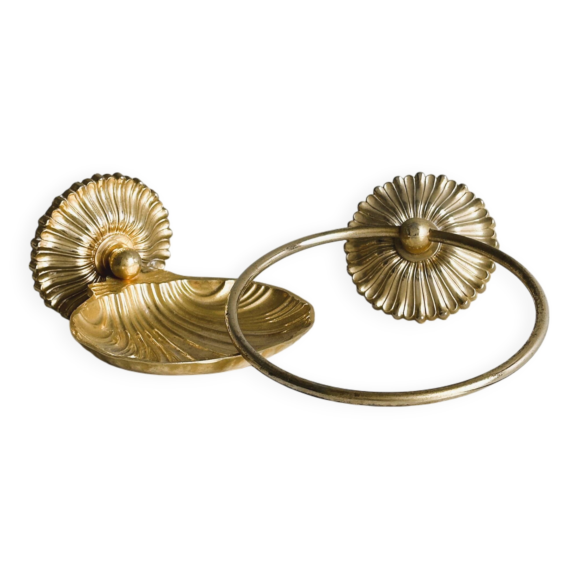 Gold metal bathroom accessories