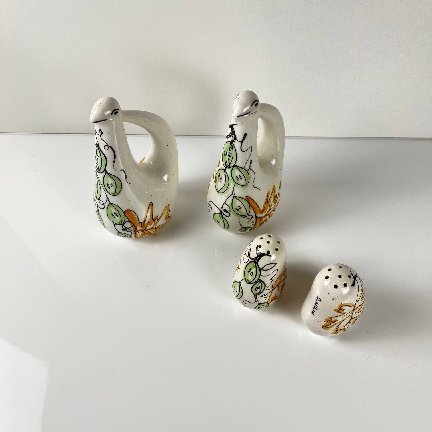 Oil, vinegar, salt & pepper set – Italy, 1950s, MCM