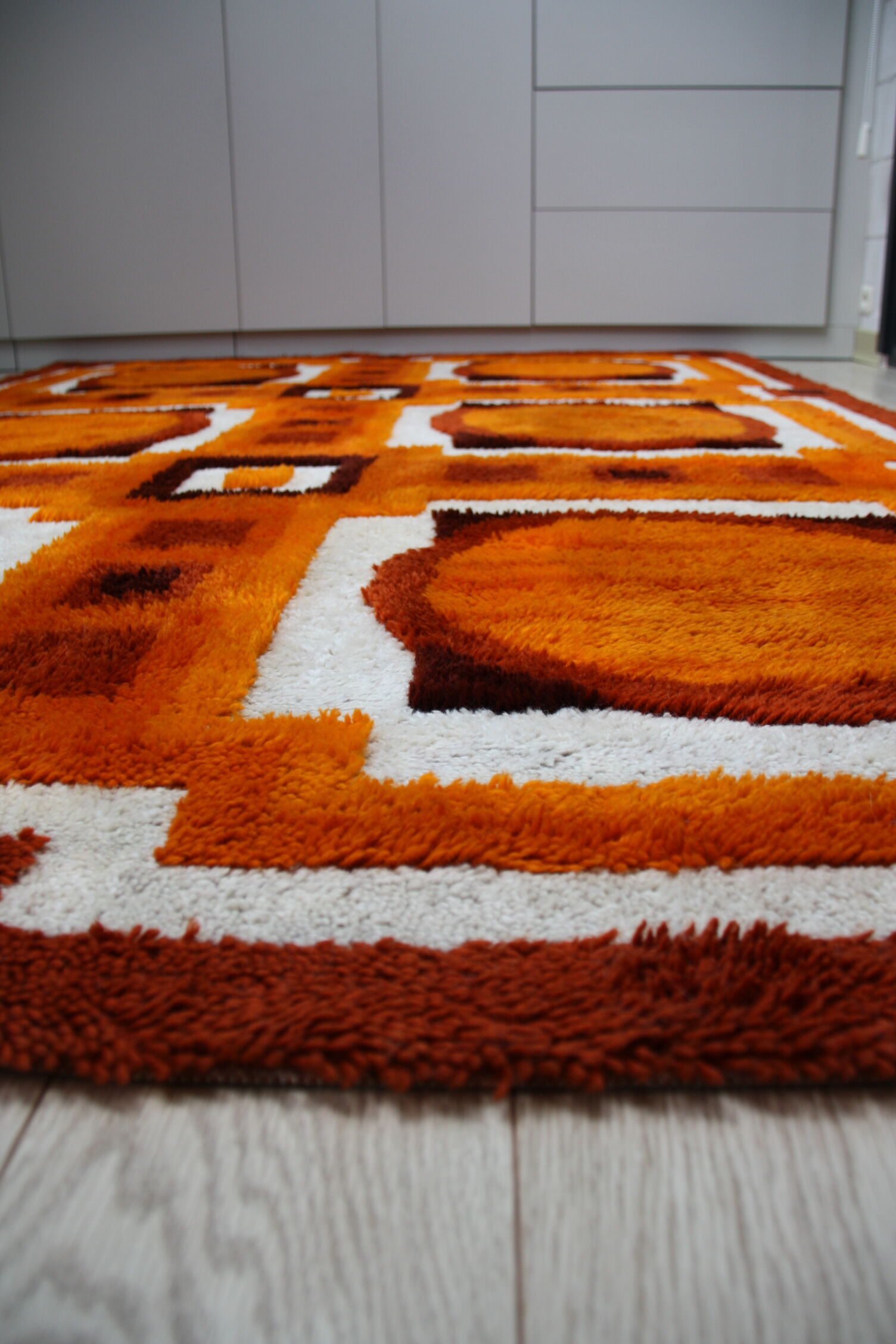 Vintage carpet in wool - 'fity shades of orange' - Germany - 1960's