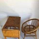 Bureau enfant en rotin avec son fauteuil