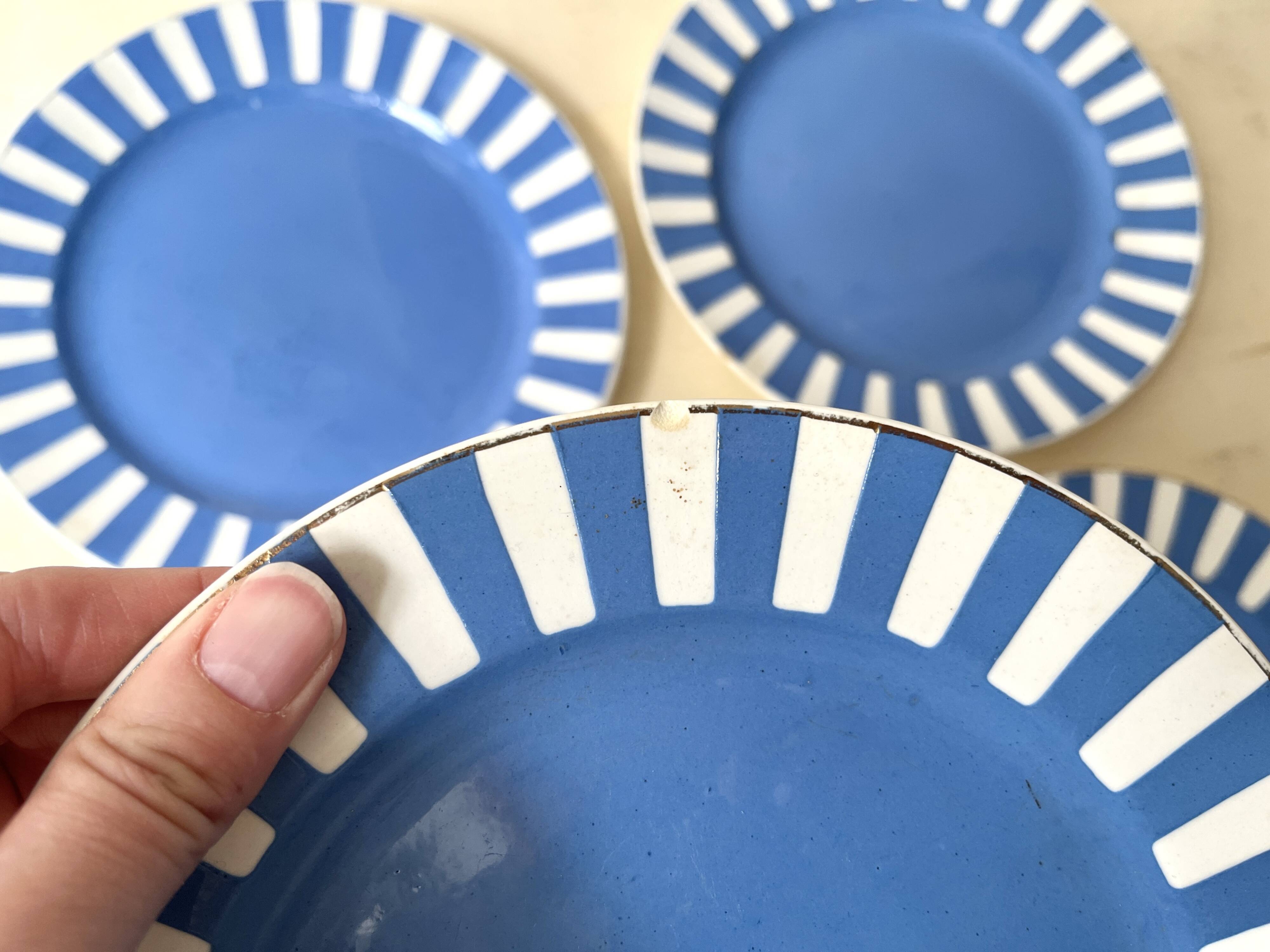 Set of 4 fox trott sarreguemines art deco dessert plates 1930