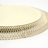 Pair of Mid Century wall mirrors with brass rim and white metal frames