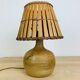 Lampe boule grès abat jour bois