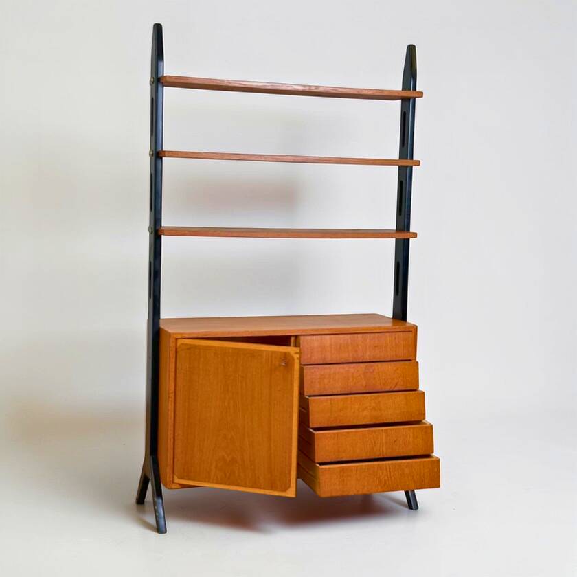 Vintage Scandinavian library Roxen Möbel IKEA in teak Sweden 1960
