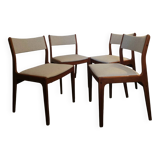 Set of 4 vintage teak and beige tweed chairs by Johannes Anderse
