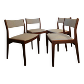 Set of 4 vintage teak and beige tweed chairs by Johannes Anderse