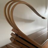 Large curved wooden lamp 1980
