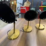 3 Scandinavian style black metal cornet wall lights, 1970