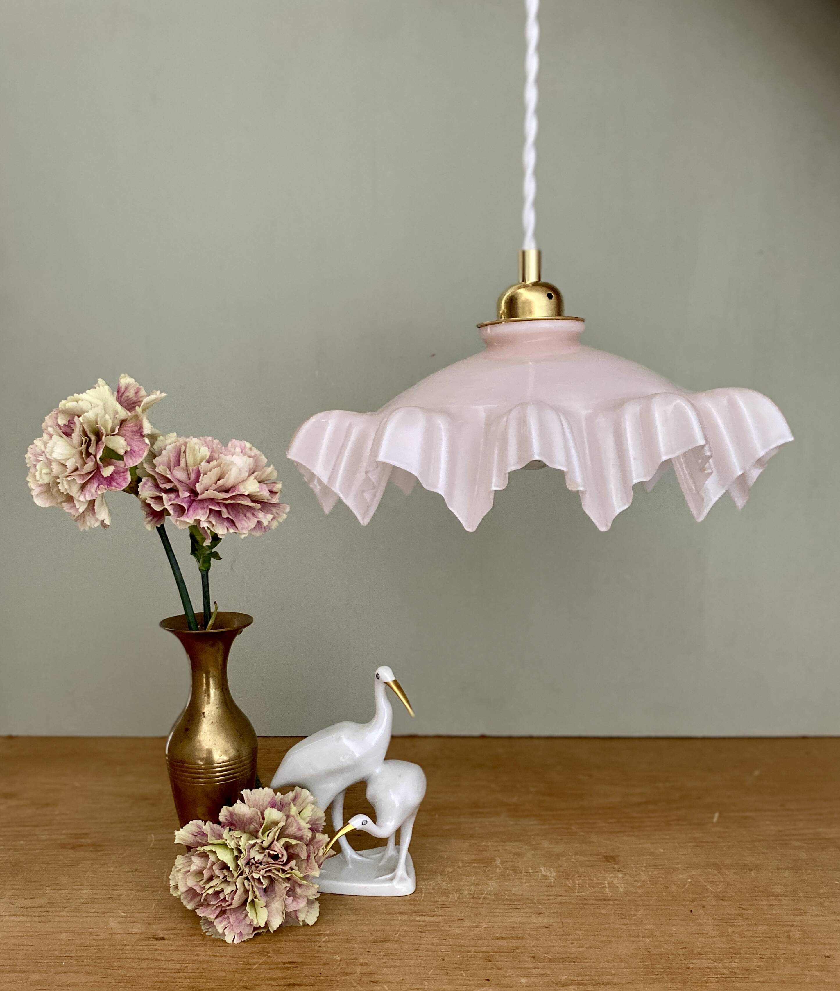 Vintage pink opaline lampshade pendant light