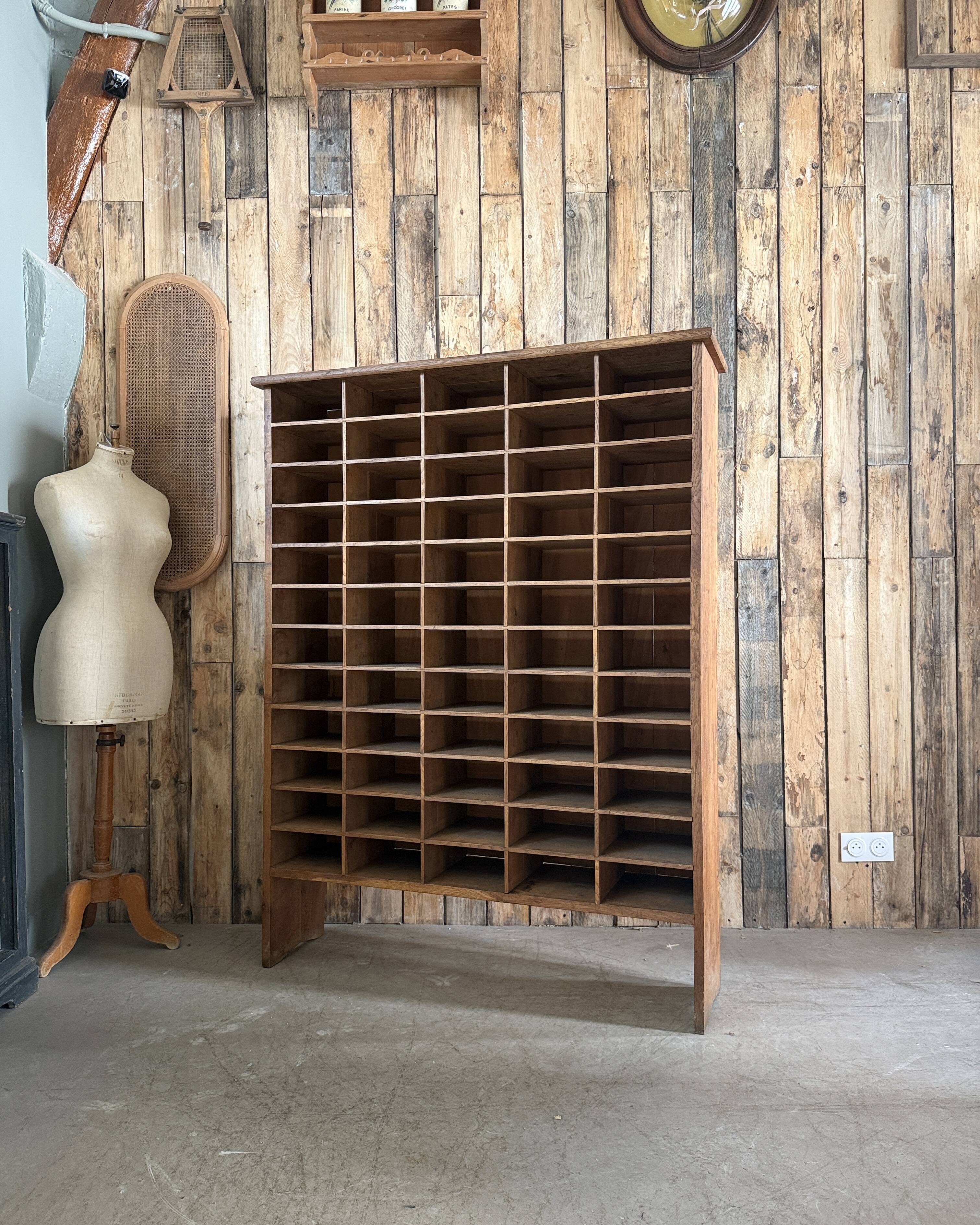 Large workshop sorting cabinet made of solid oak