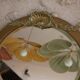 Golden wooden art deco oval mirror - 50x58cm