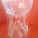 Bouteille pincée ancienne, en verre soufflé