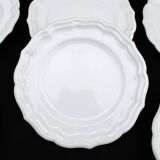 6 Flat plates in Gien earthenware model Louis XV white