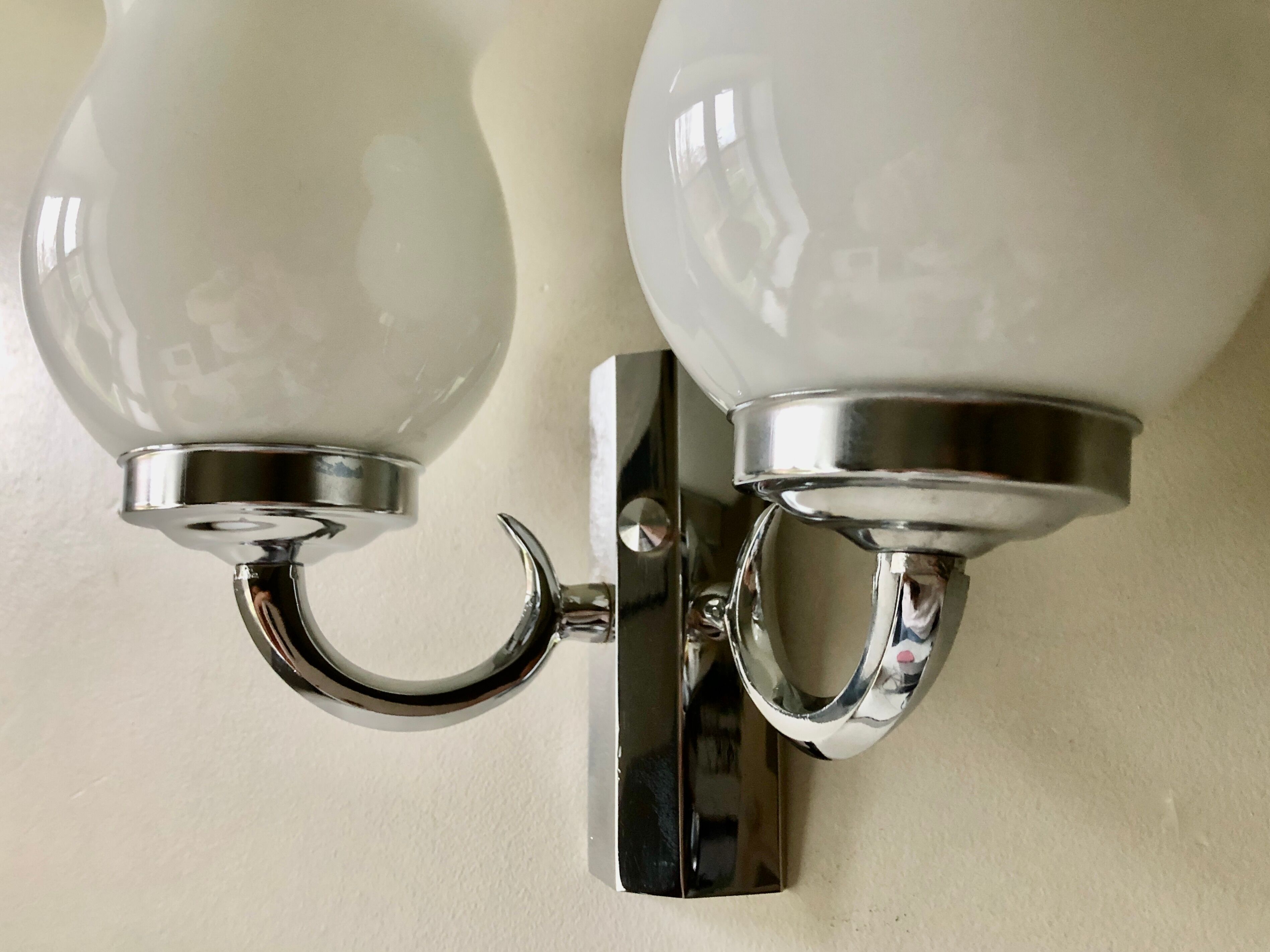 Double wall lamp in chromed metal 1970