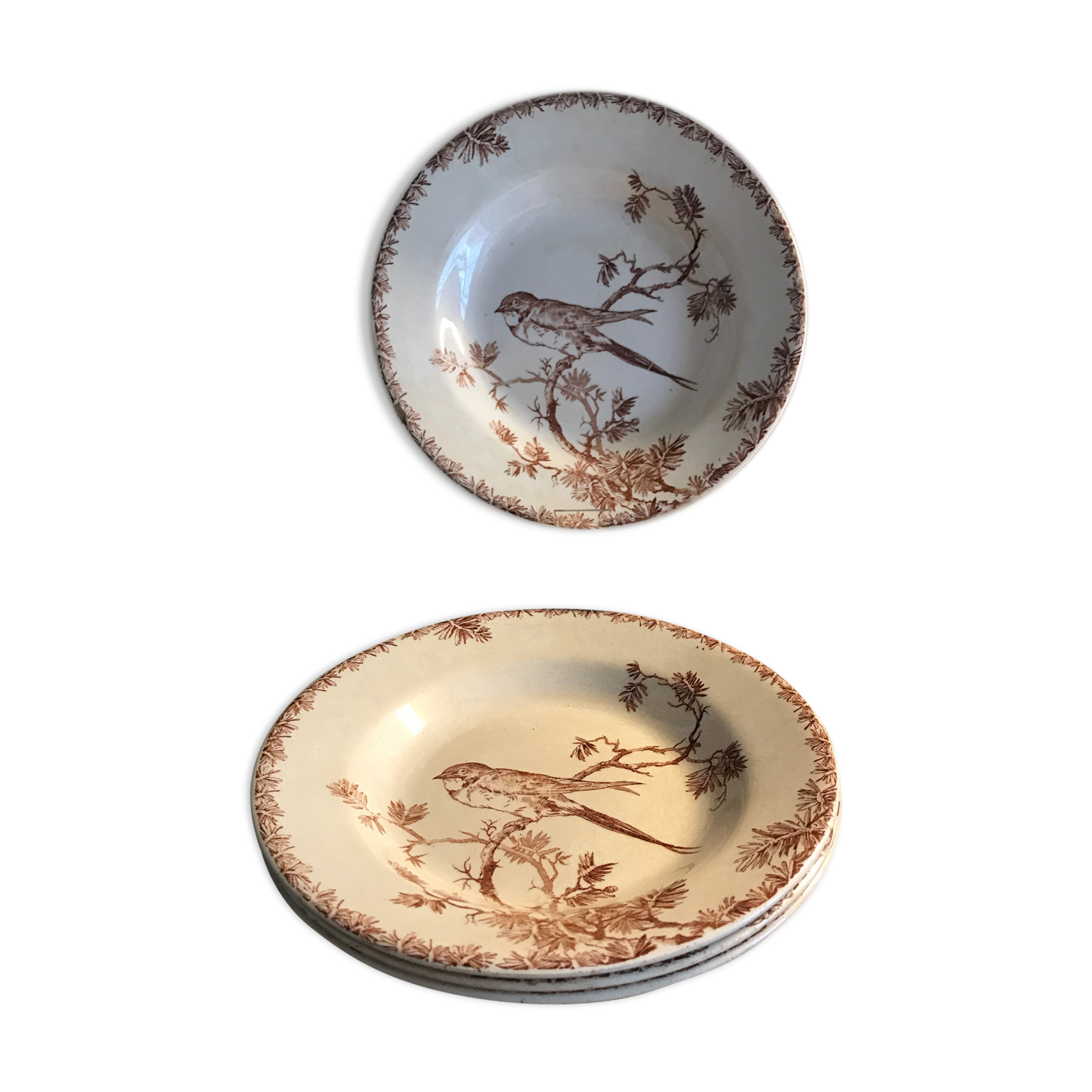 4 hollow plates porcelain opaque Gien Provençal model