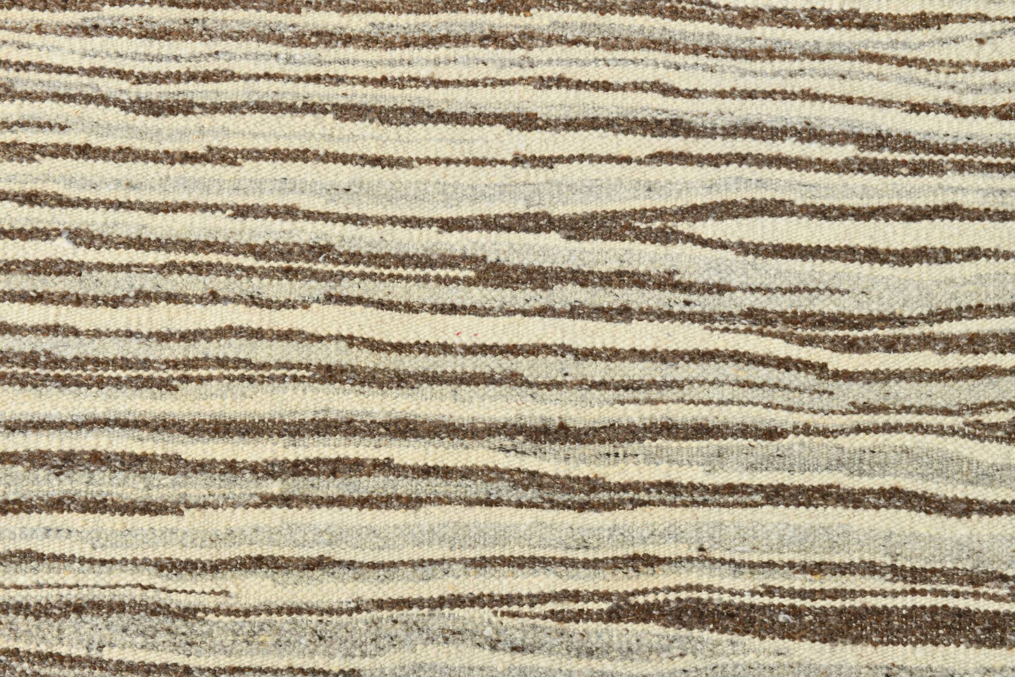 Beige Brown Ethnic Vintage Kilim Rug, 242x311Cm