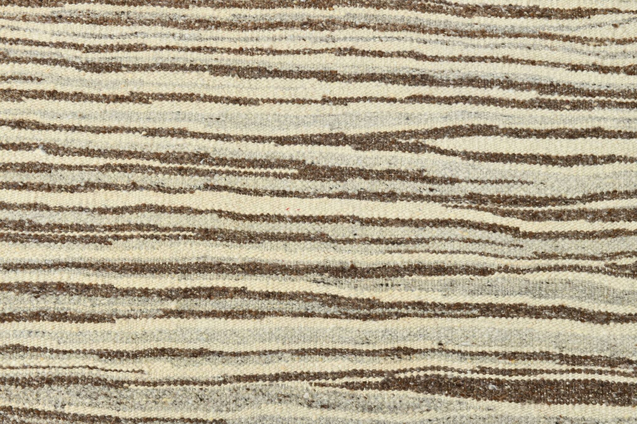 Beige Brown Ethnic Vintage Kilim Rug, 242x311Cm