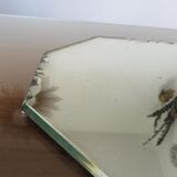 Beveled octagonal mirror, Saint Gobain, Art Deco 40s 50s