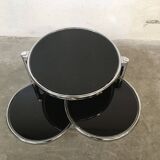 Vintage Leitmotiv Swivel coffee table in chromed metal and glass, Netherlands 1970-1980