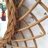 Vintage rattan mirror with rosette 50x50cm