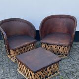 Vintage Mexican Equipale chairs and table