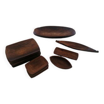 Vintage solid wood tableware set