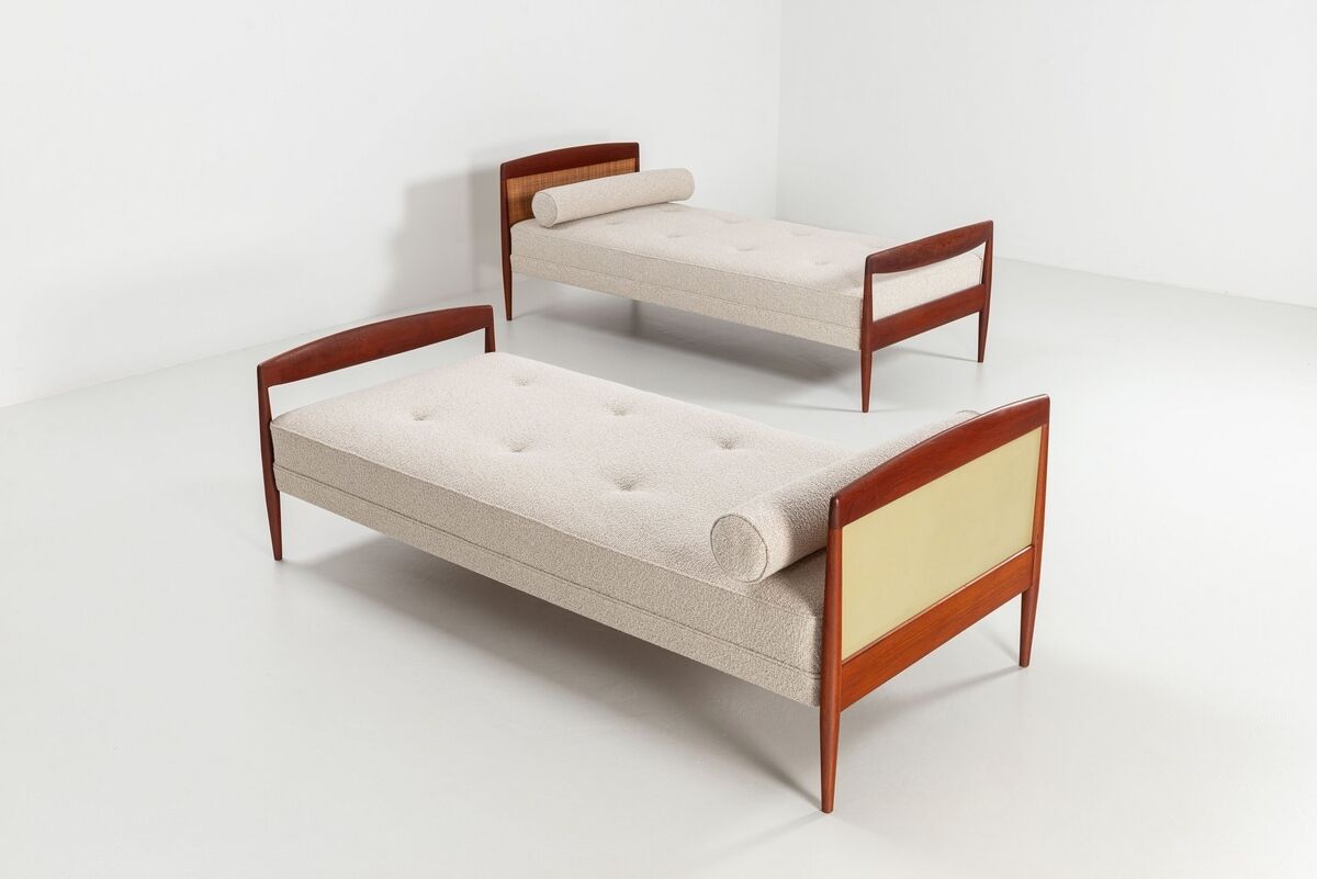 Scandinavian daybed in teak and cane Denmark 1960