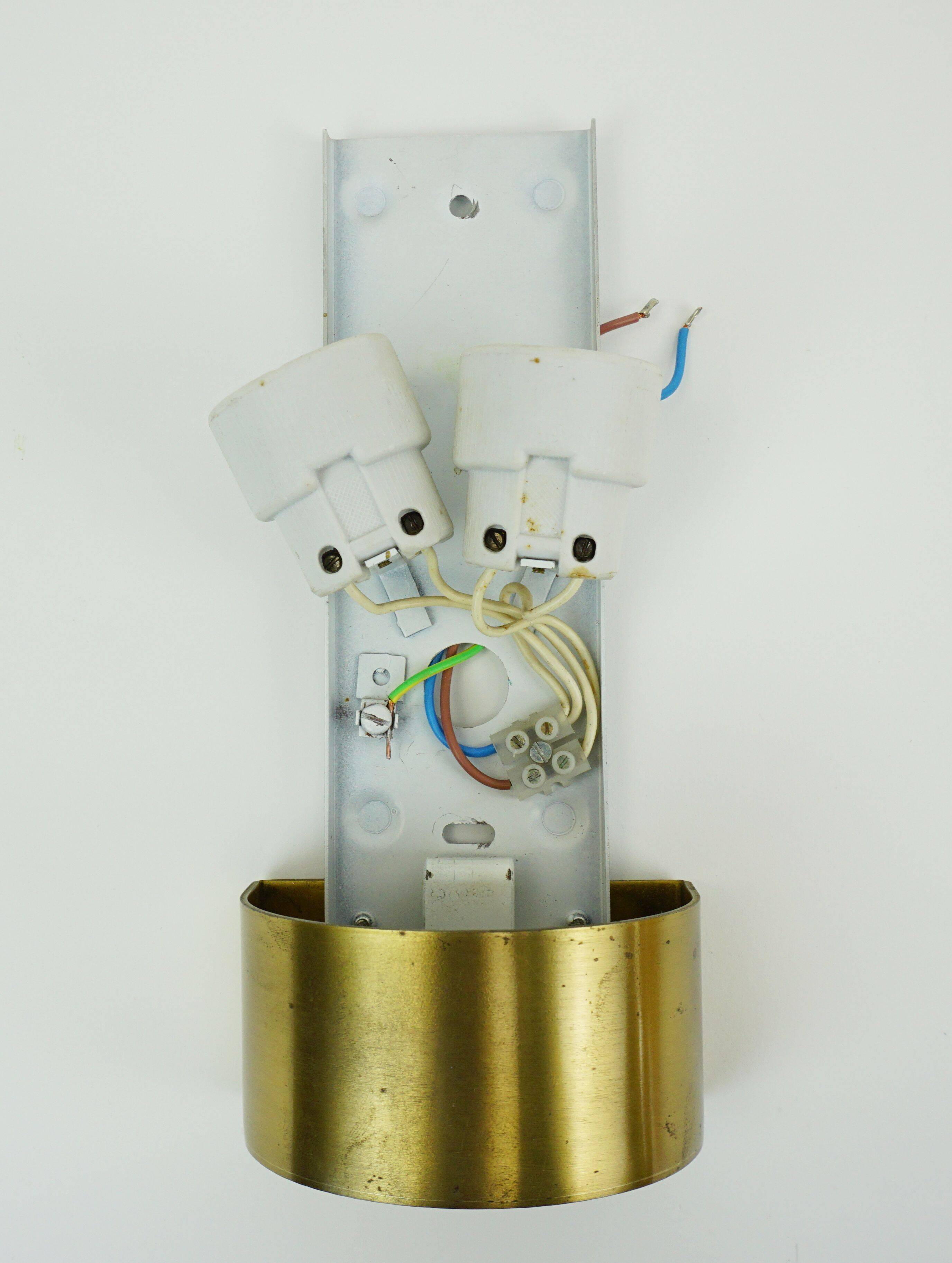 no. 1 of 2  mid century modern SCONCE wall lamp lustrous glass shell brass