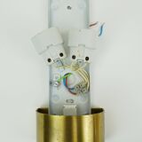 no. 1 of 2  mid century modern SCONCE wall lamp lustrous glass shell brass