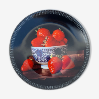 Assiette fraises Jean-Claude Chauray pour Bernardaud Limoges