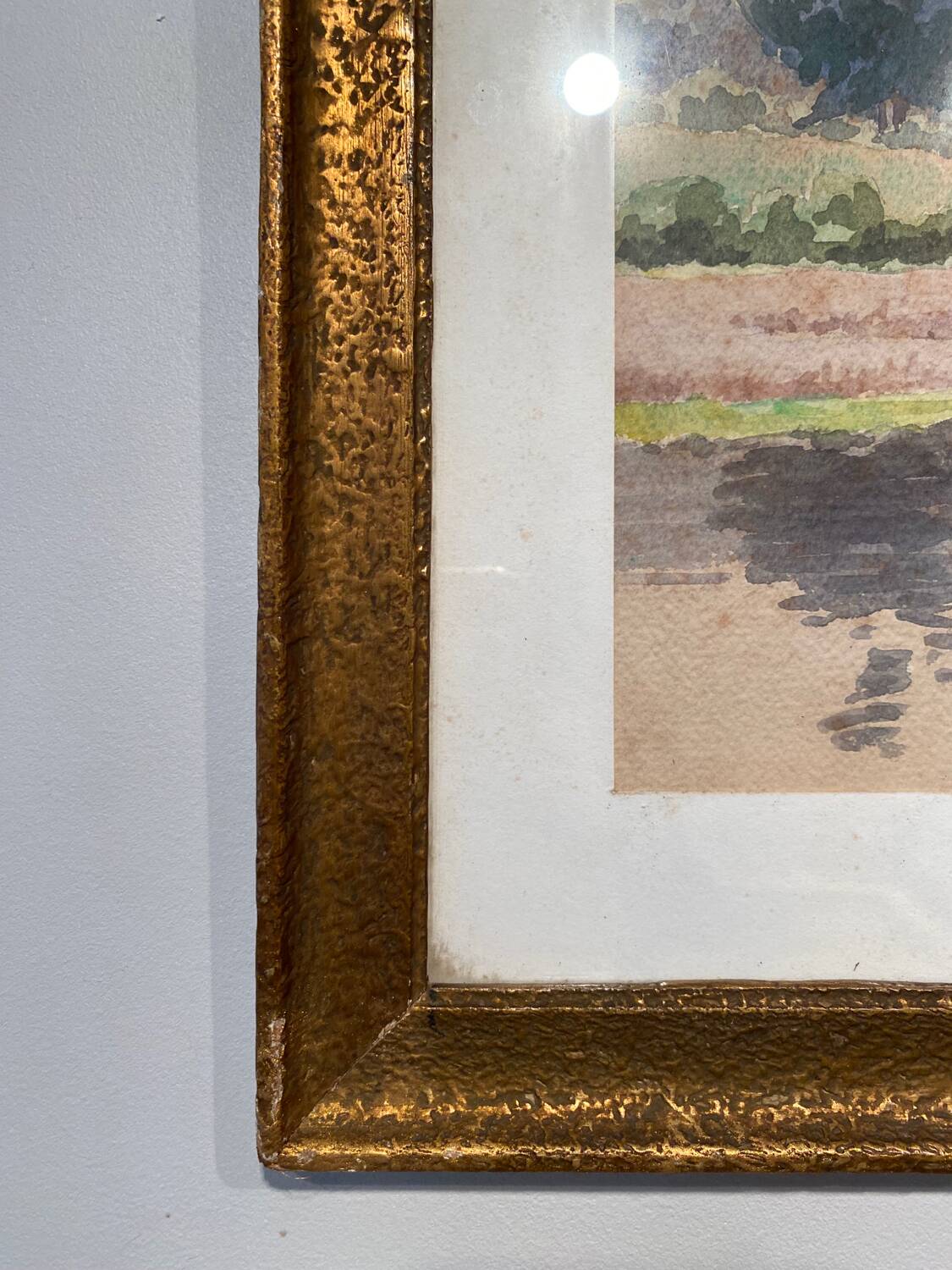 Old painting, landscape signed Andrée Bouchard 20th century