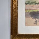 Tableau ancien, paysage signé Andrée Bouchard XX siècle