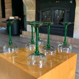 Vintage green stemware, made in france