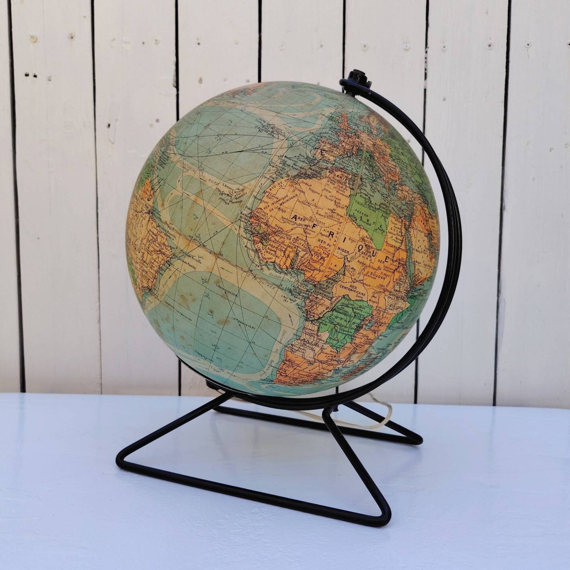Illuminated glass globe, Perrina, vintage Picquart