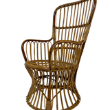 Ensemble de deux fauteuils en rotin du milieu du siècle par Bonacina 1950 Design