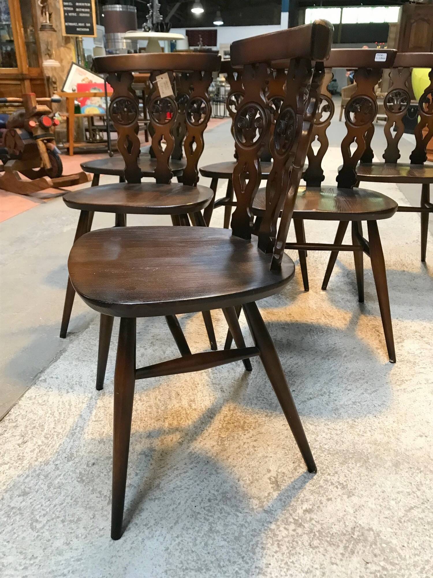 6 chaises Ercol, années 60