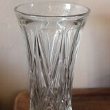 Cut glass vase, flared, vintage triangles and diamonds