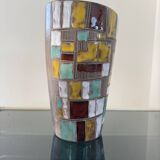 Vintage ceramic vase with abstract decor, Vallauris circa 1960