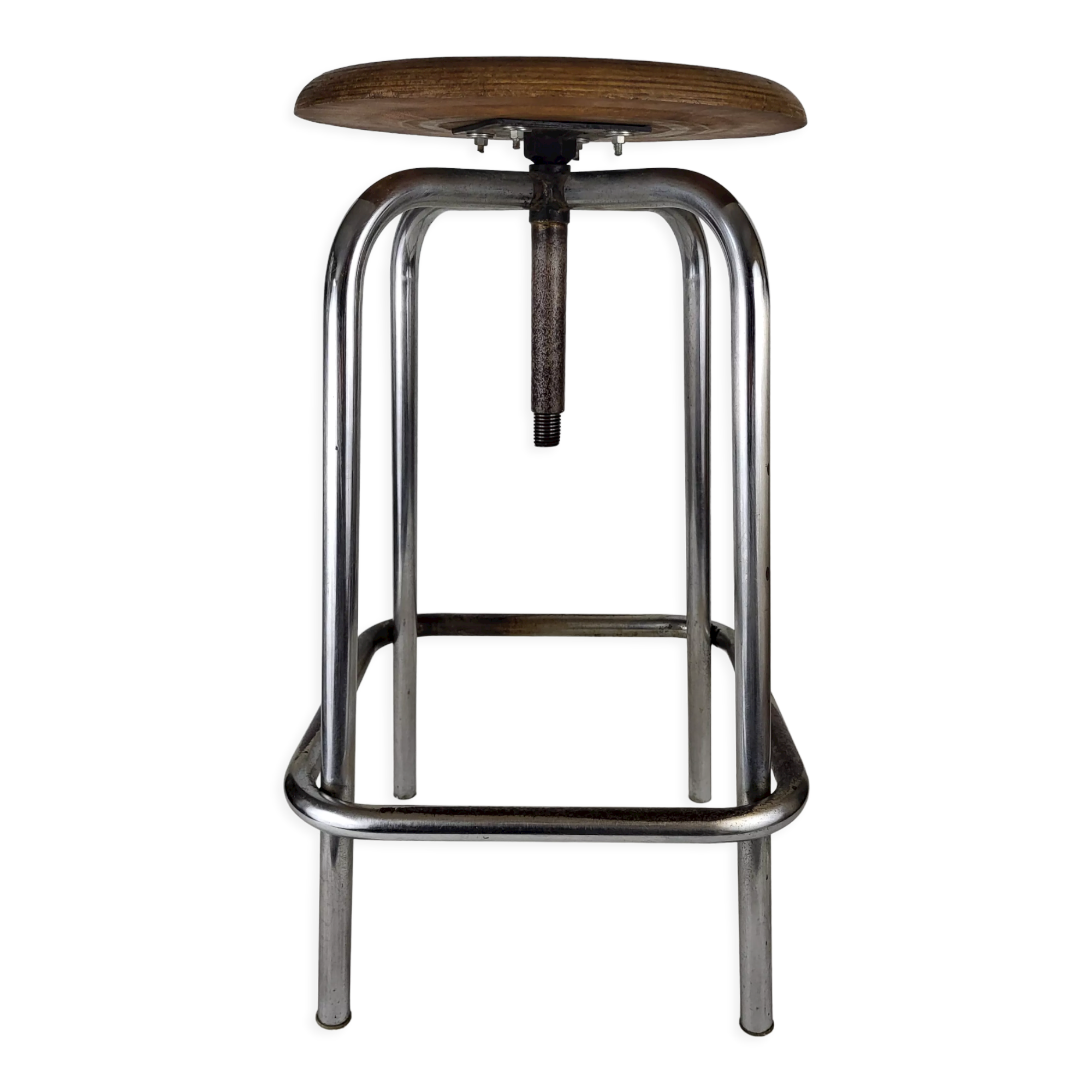 Industrial metal and wood stool