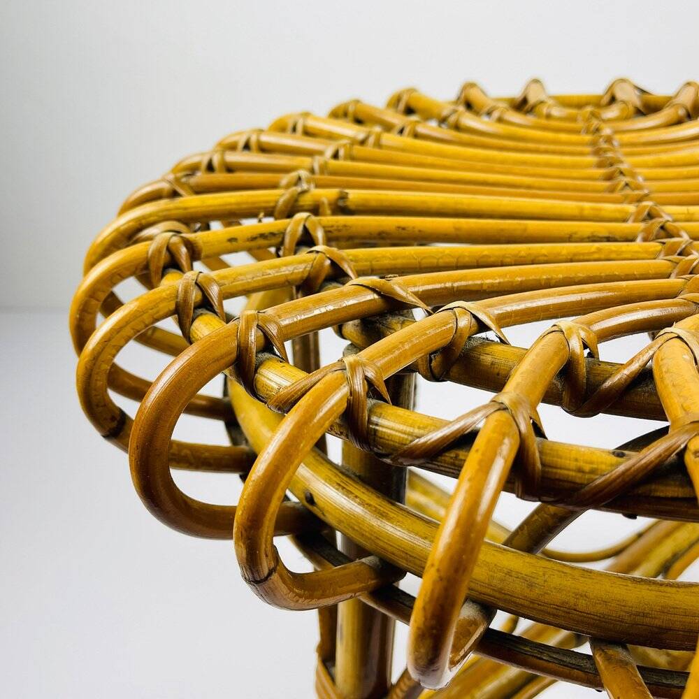 Vintage Rattan Stool attributed to Franco Albini, Italy, 1960s