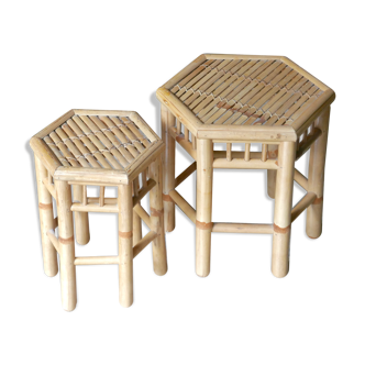 Bamboo coffee tables, 60s