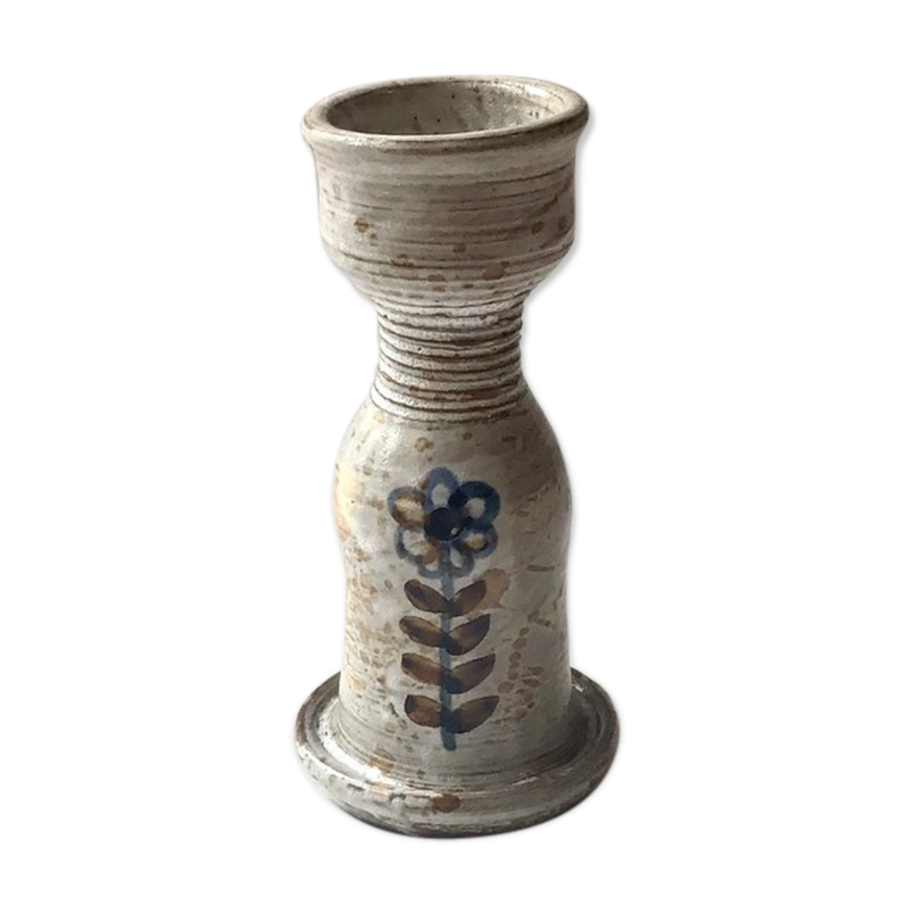 Bougeoir En Grès émaillé Bleu – Fait Main – Pièce Unique – Décoration Artisanale