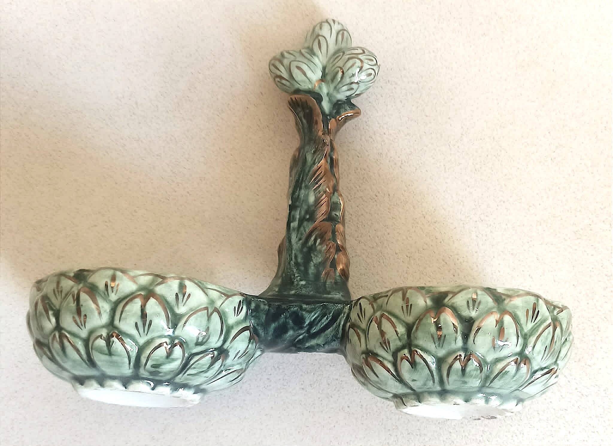 Asparagus server barbotine 1960s Height 18 cm